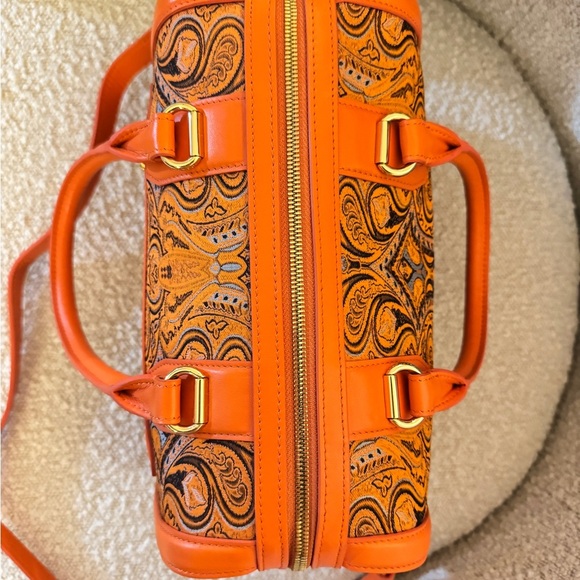 NWT Saint Joy leather Orange Patterned Handbag - Picture 5 of 16